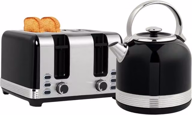 Rolipo Black Kettle and Toaster Set in Stainless Steel and Metal – 1