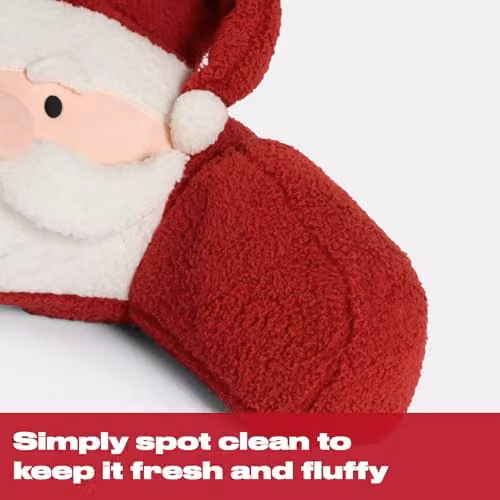 OHS Santa Cuddle Cushion for Kids in Red, Soft Teddy Fleece Reading Pillow, W/D/H: 45 x 40 x 30 cm – 4