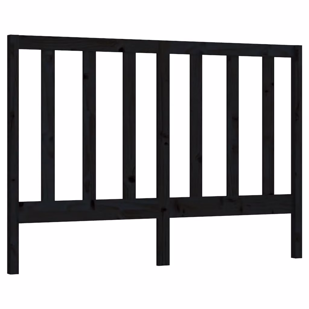 Berkfield Home Black Rustic Solid Wood Pine Bed Headboard W: 146 cm, D: 4 cm, H: 100 cm – 2