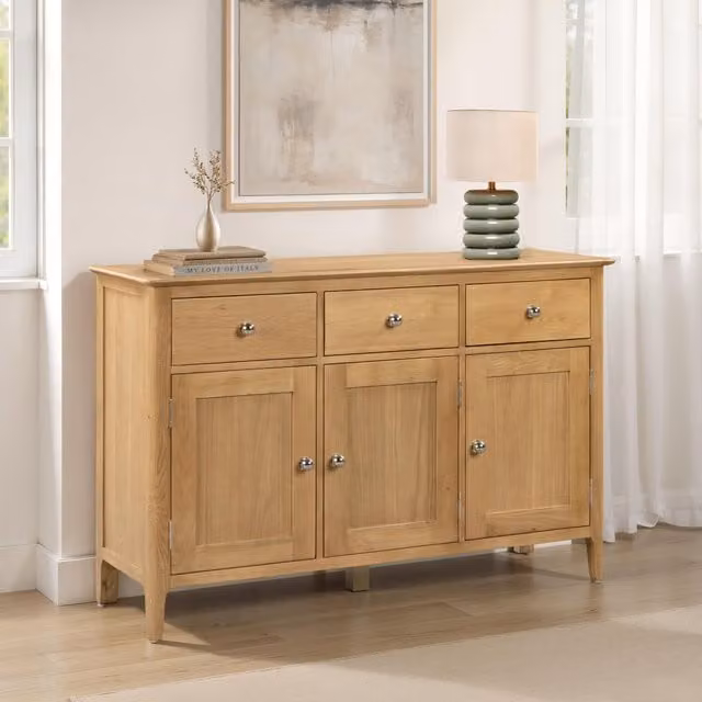 Julian Bowen Cotswold Oak 3 Door 3 Drawer Sideboard in Brown