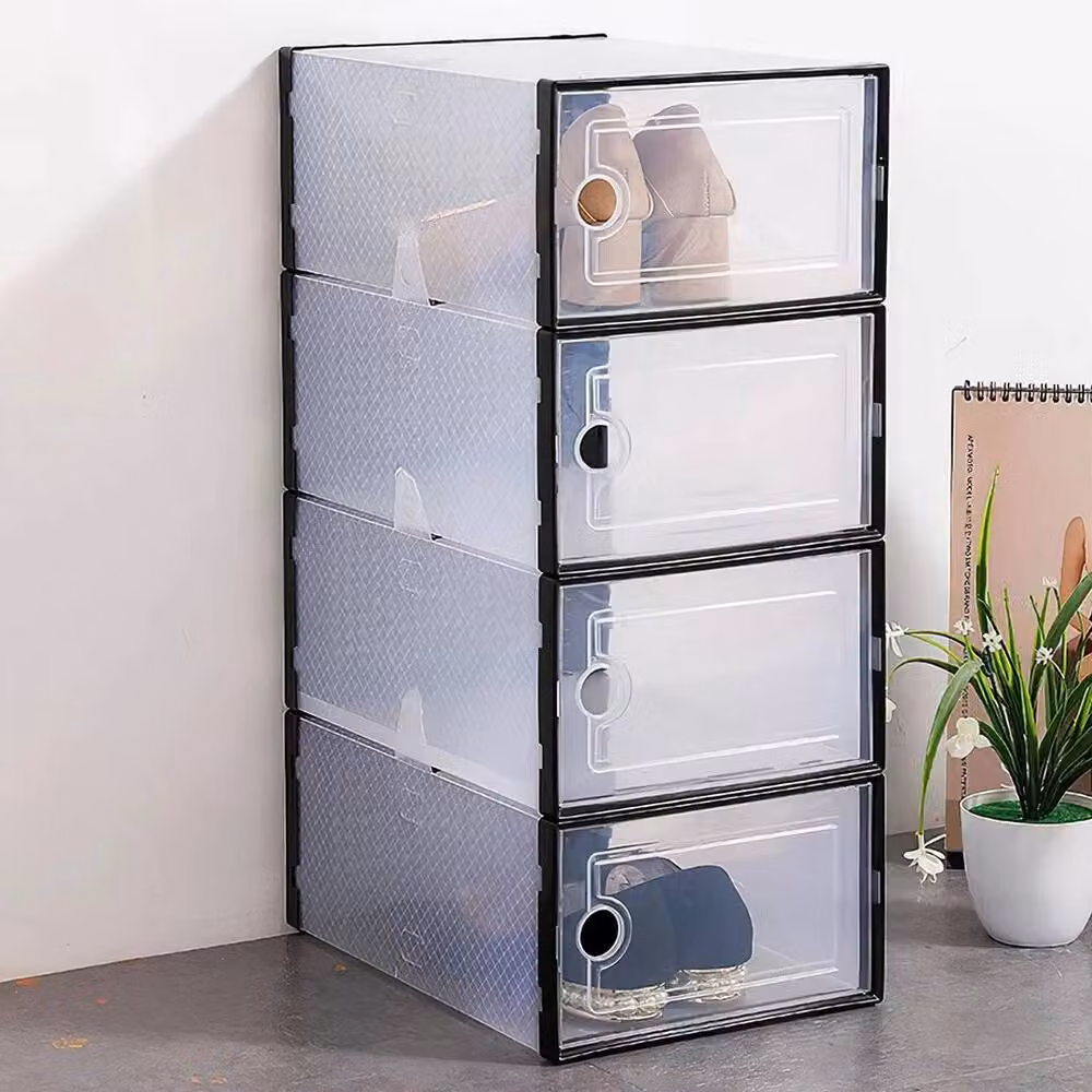 KORVIXA 12-Piece Set of Stackable and Foldable Clear Plastic Storage Boxes, 90 cm – 5