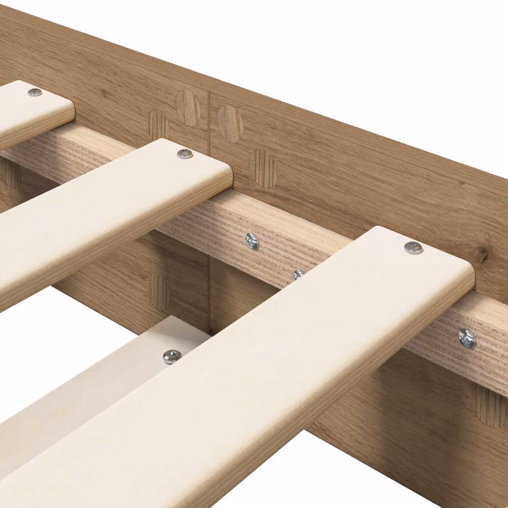 Berkfield Home Artisan Oak Bed Frame in Brown, Engineered Wood, W/D/H: 80 x 200 cm – 2