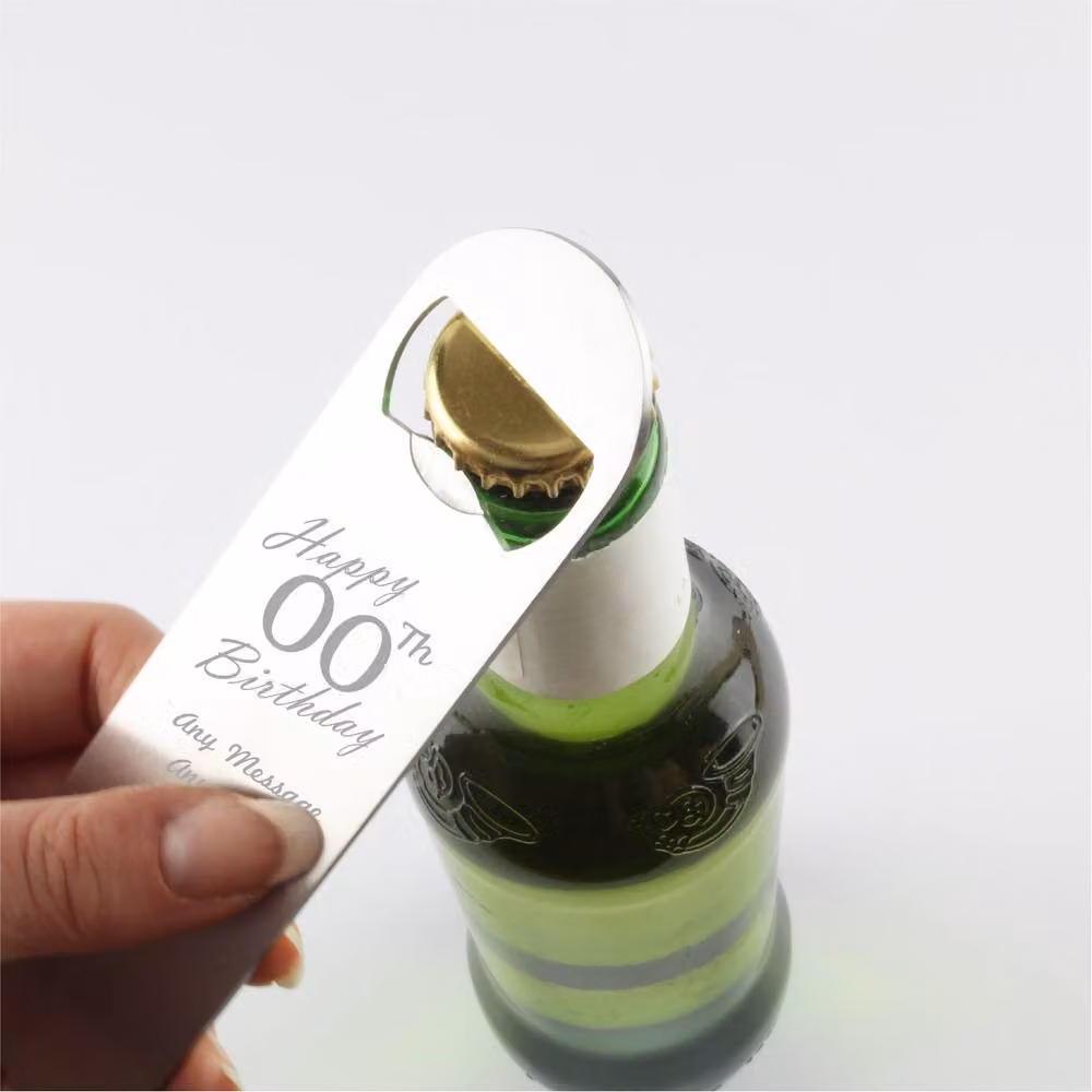 Uniqueful Personalised Happy Birthday Stainless Steel Bar Blade Bottle Opener in Silver – 2