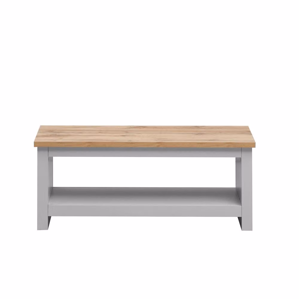 Timber Art Design Lisbon Coffee Table in Grey and Oak with Open Shelf Storage, W: 105 cm, D: 47 cm, H: 42 cm – 2