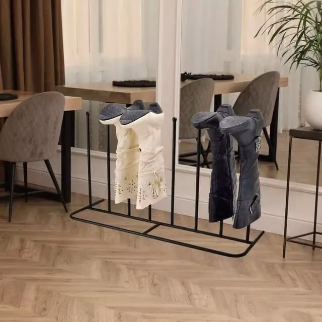 Marco Paul Black Metal Freestanding Boot Rack and Shoe Storage Stand