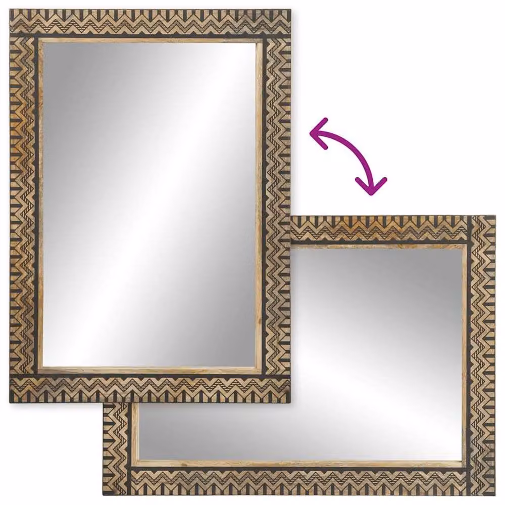 Berkfield Home Rectangular Wall Mirror in Brown Solid Wood and Glass, W: 50 cm, H: 70 cm – 3