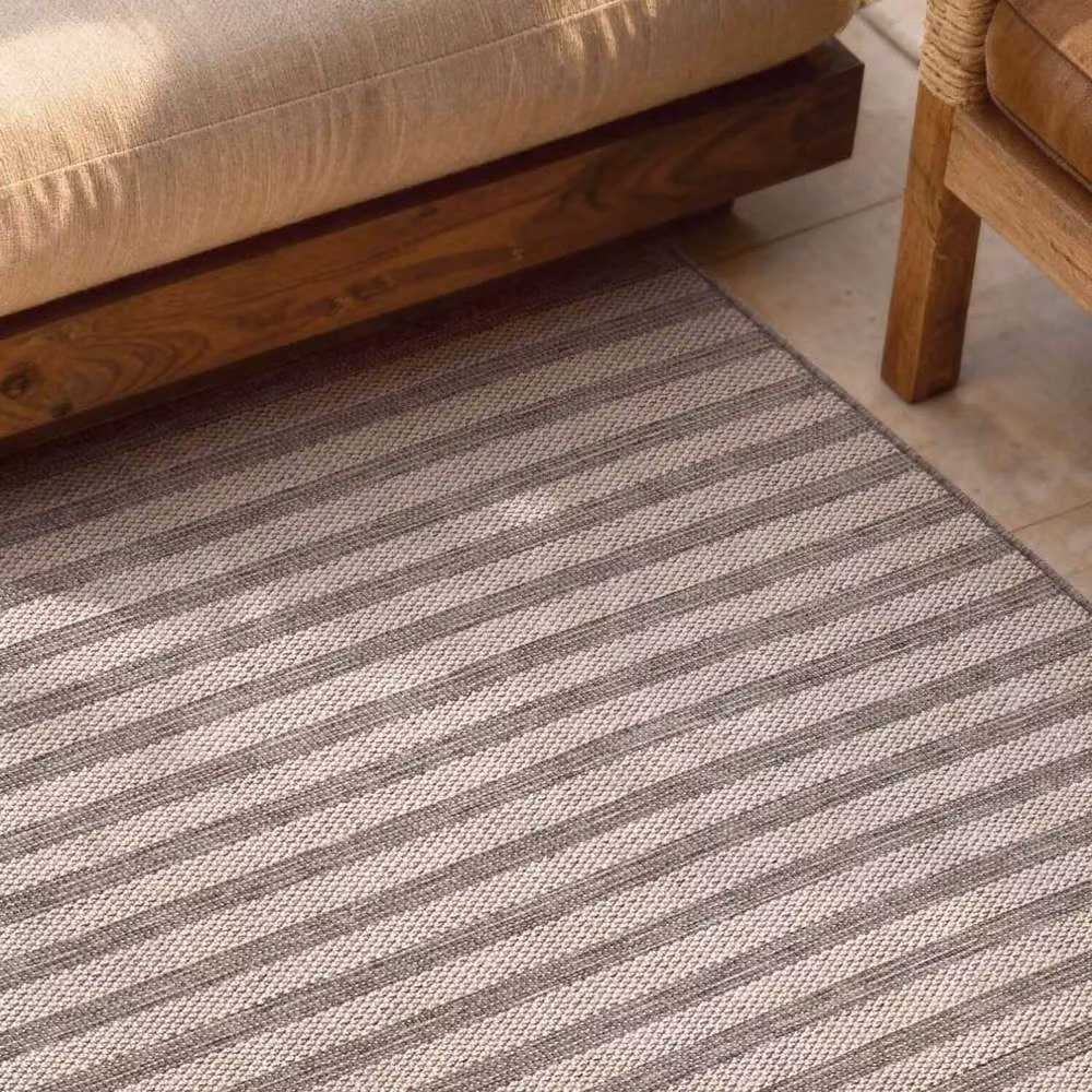Ted Baker Linley Striped Flatweave Indoor Outdoor Rug in Grey, W: 160 cm, D: 230 cm – 1