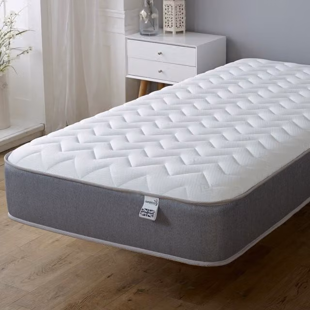 Starlight Beds Zig Zag Hybrid Spring Mattress, Grey, Single, W/D/H: 90 x 190 cm, Depth: 18.415 cm