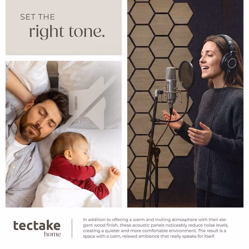 tectake Hexagonal Acoustic Sound-Absorbing Felt Panels in Brown – 5