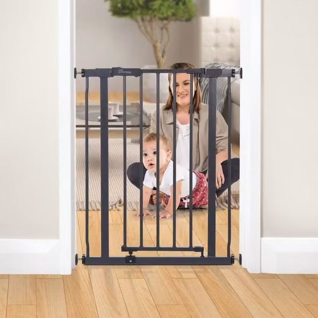 Dreambaby Ava Slimline No-Drill Swing Safety Gate for Doors and Stairs in Grey and Blue
