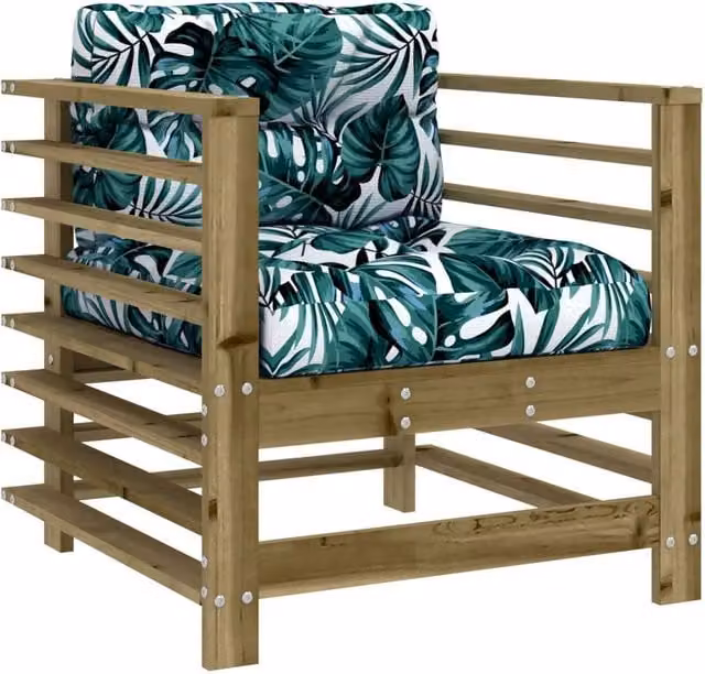 Berkfield Home Beautiful Garden Chairs with Cushions, Set of 2, Brown Impregnated Pine Wood – 1