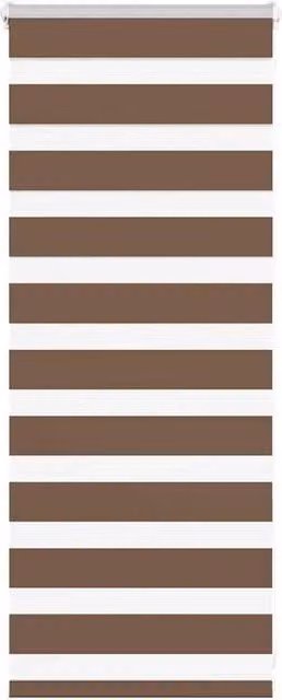 Berkfield Home Brown Polyester Zebra Blind with Day and Night Striped Fabric, W: 60 cm, H: 100 cm