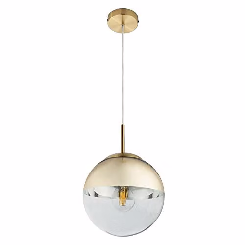 Globo Lighting Design Sphere Glass Pendant Lamp, Gold and Transparent – 1