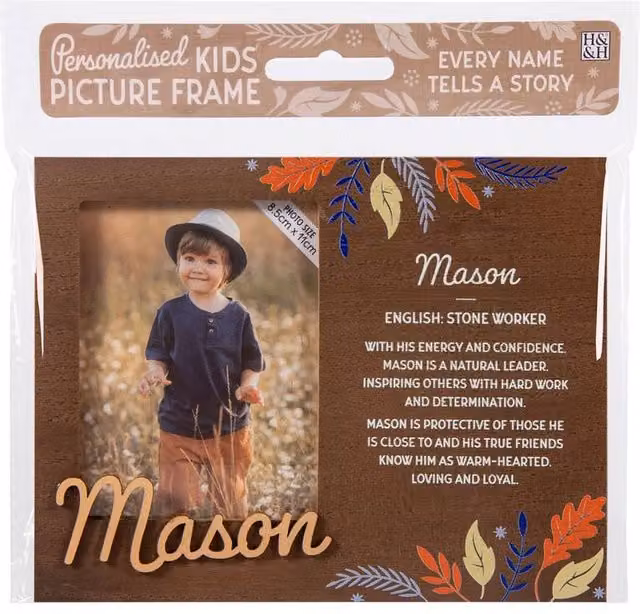 History & Heraldry Mason Pre-personalised Child's Picture Frame, Brown, W/H: 11 x 8.5 cm – 2
