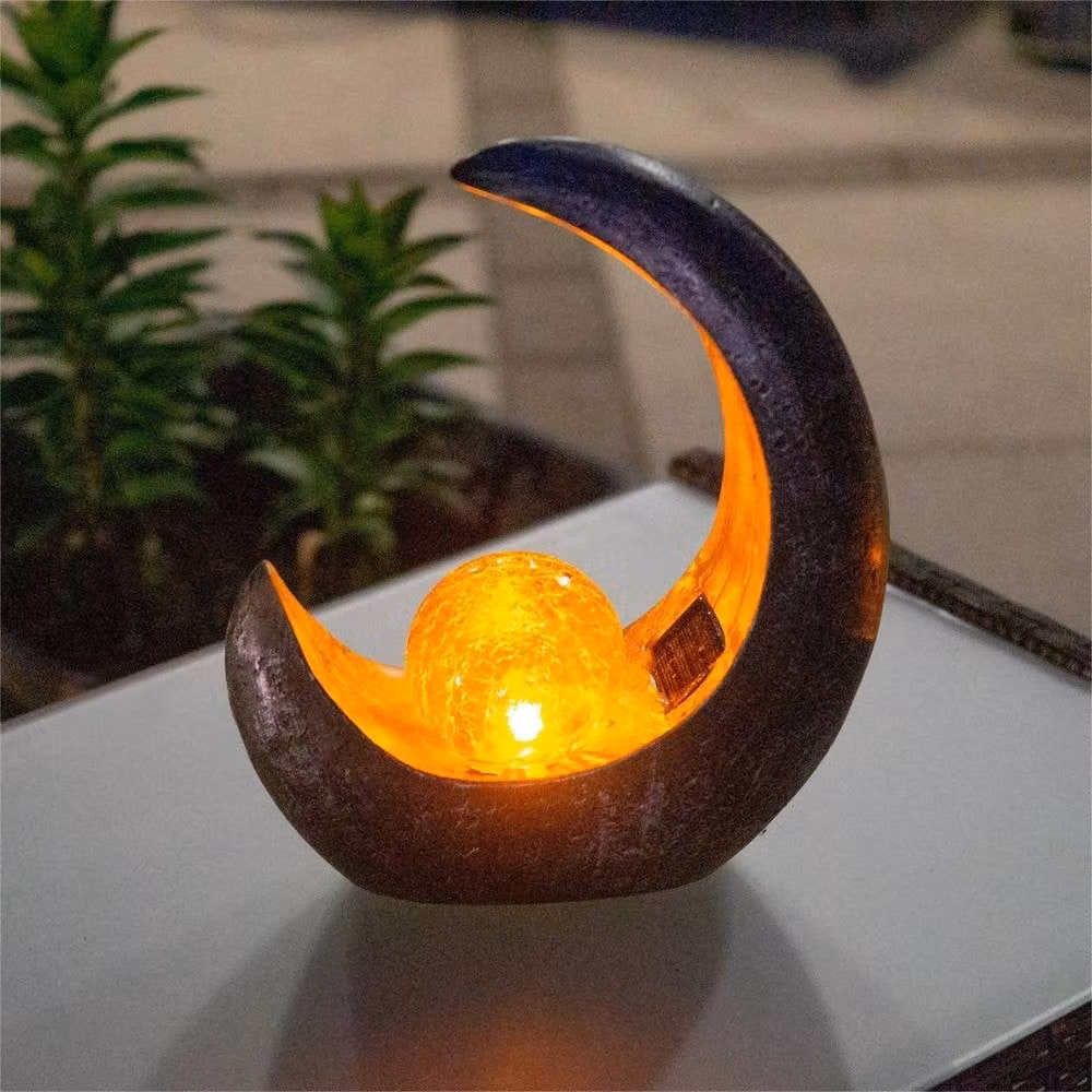 NESTLUNE Solar Powered Black Resin Garden Ornament with Dusk Sensor, H 100 cm x W 15 cm – 2