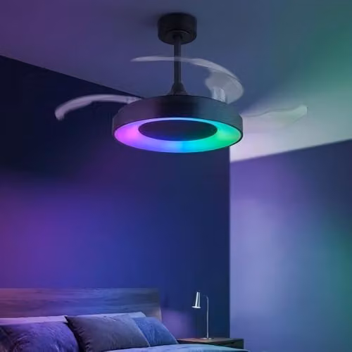 Netlighting Globo Lighting RGB LED Ceiling Fan with Remote Control, Grey, 40 W, 2400 Lm – 3