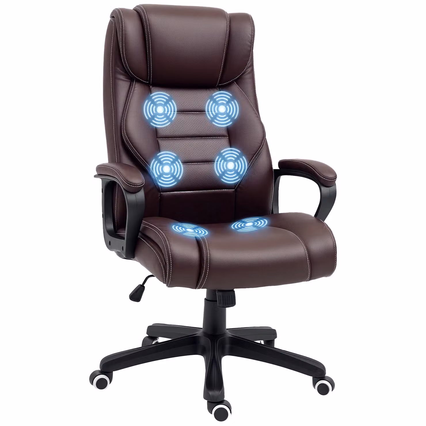 Vinsetto Brown Synthetic Leather Executive Office Chair with 6-Point Vibration Massage and Headrest – 2