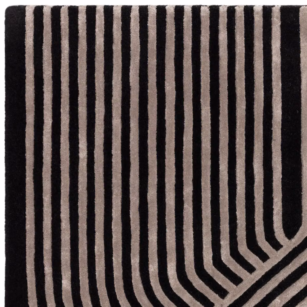 The Rug Shop UK Black Handmade Modern Striped Rectangular Area Rug, W: 160 cm, L: 230 cm – 2