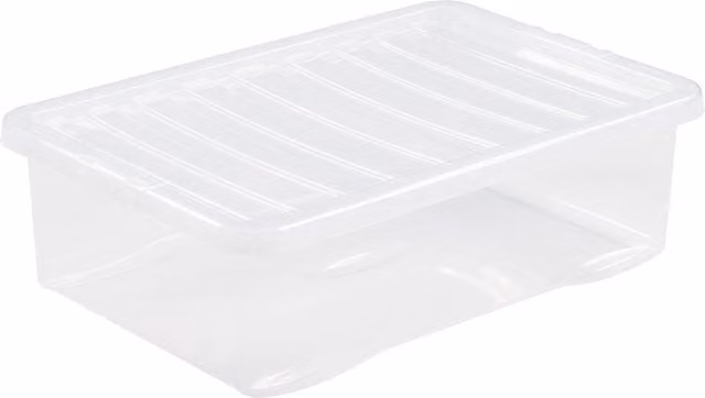 Wham Plastic Underbed Storage Box with Lid, Transparent/White, 32 l