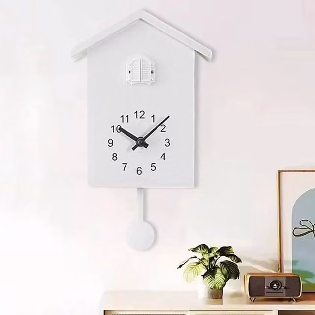 KORVIXA Modern White Quartz Analog Wall Clock with Pendulum, Width: 100 cm