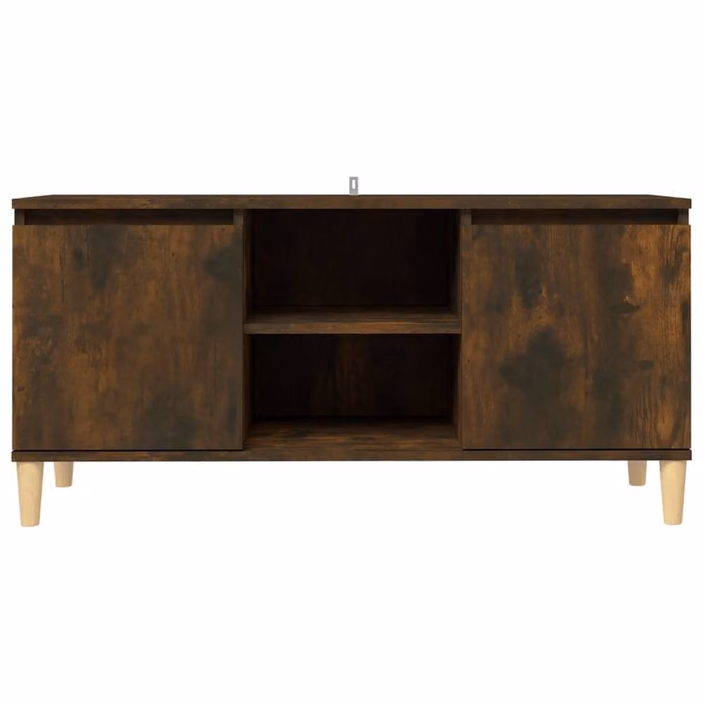 Berkfield Home Smoked Oak TV Cabinet with Solid Wood Legs, Brown, W: 103.5 cm, D: 35 cm, H: 50 cm – 3