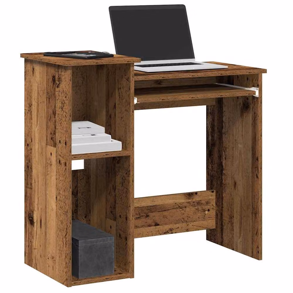 Berkfield Home Computer Desk with Shelves in Brown Old Wood, W/D/H: 84 x 40 x 78 cm – 2