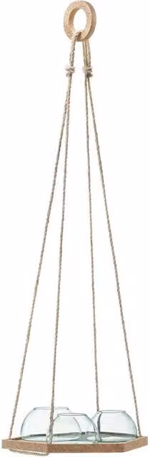 LSA Canopy Hanging Planter Set of 3 in Transparent Glass with Cork Base, Diameter: 29 cm – 3
