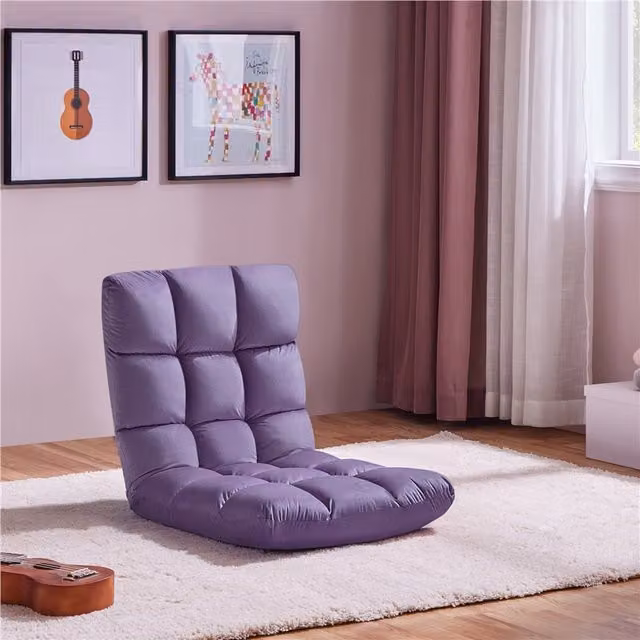 Yaheetech Purple Folding Gaming Sofa Chair with Fabric and Metal Frame
