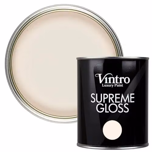 Vintro High Gloss Water Based Paint for Interior and Exterior Use on Walls, Wood and Trim, 1 Litre, Beige