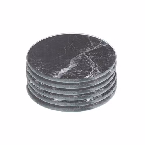 Harbour Housewares Set of 6 Square Glass Coasters in Black and White Geometric Design, Diameter: 10 cm – 1