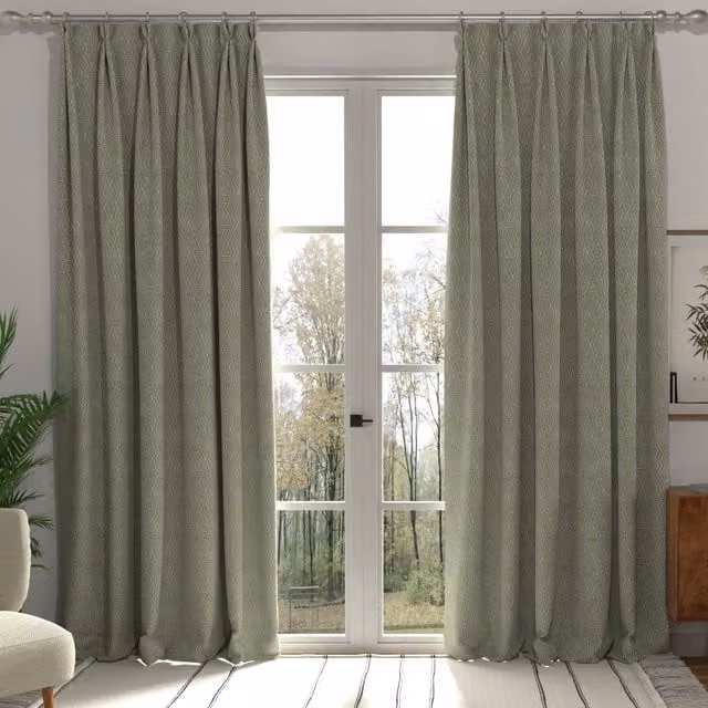 Terrys Manhattan Made to Measure Blackout Fabric Panel Curtain in Green