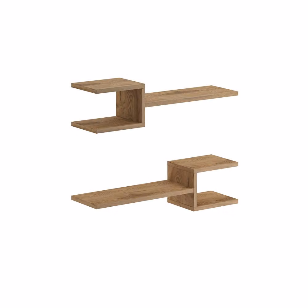 Decortie Fork Modern Floating Shelf Set in Dark Brown, 2 Piece – 2