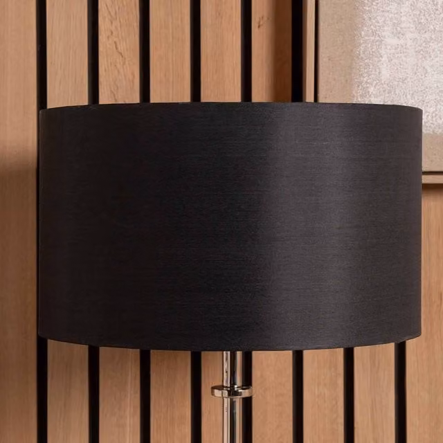 Ruma Black Silk Lined Cylinder Table Lamp Shade, Diameter: 35.56 cm