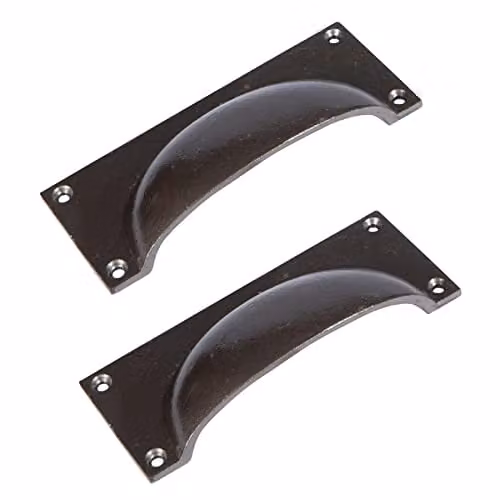 Hammer and Tongs Rectangular Iron Cabinet Drawer Pulls in Grey, Pack of 2 – 1
