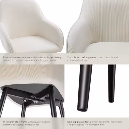 tectake Modern Dining Chair with Armrests in Black and White – 5