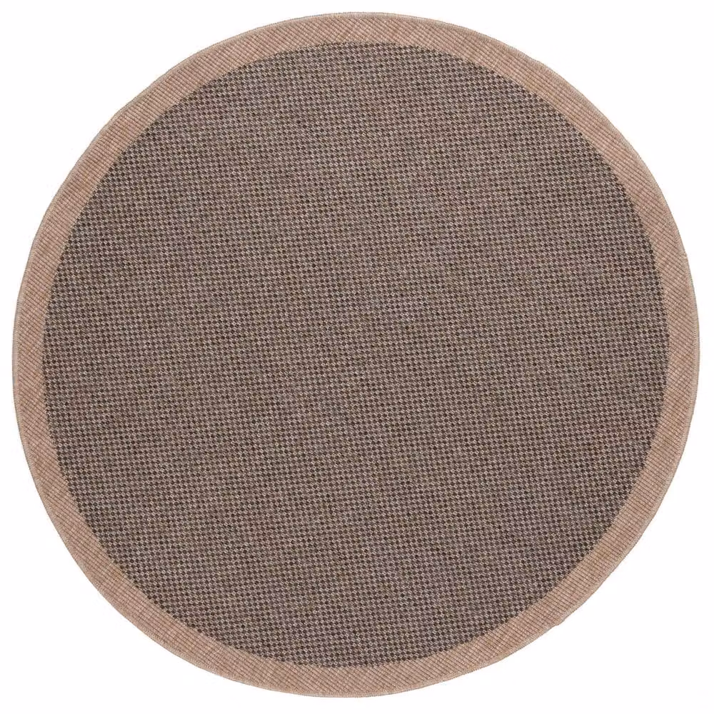THE RUGS Jute Looking Square Dots Design Outdoor Round Rug in Dark Grey and Blue, Diameter: 160 cm – 2