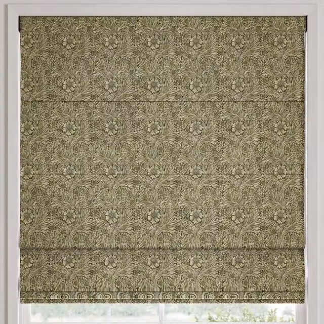 William Morris At Home Marigold Floral Velvet Made to Measure Roman Blind in Sage Green