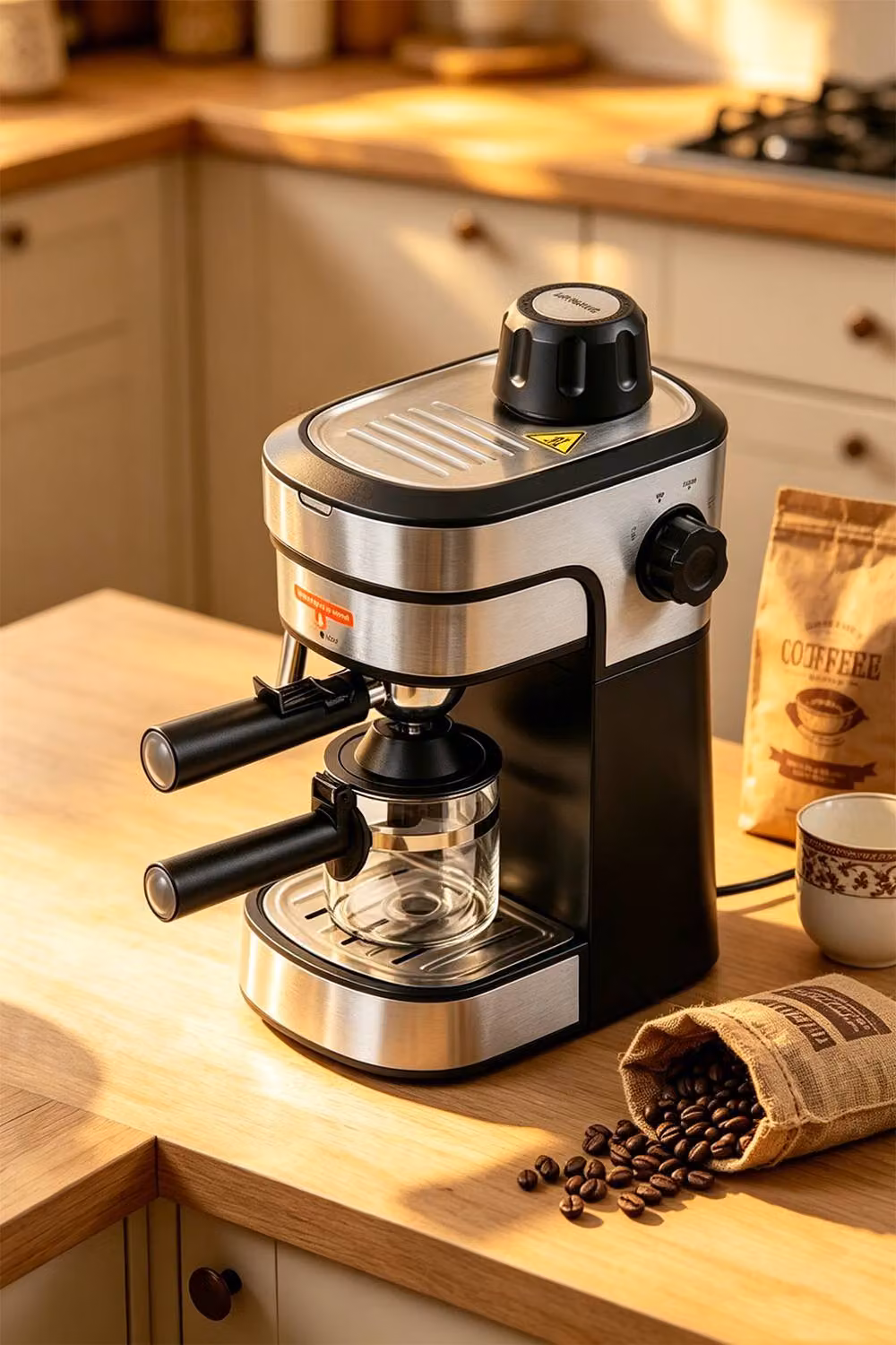 ExtraStar 5-Bar Espresso Coffee Machine with Steam Wand and Stainless Steel Finish in Black – 2