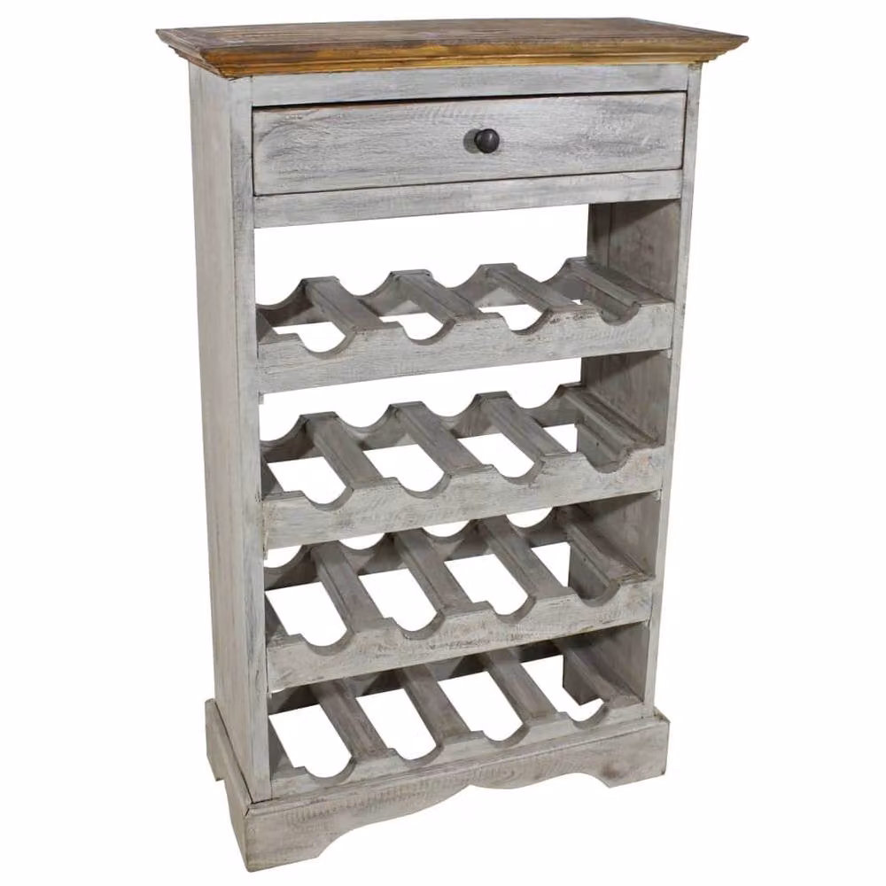 Berkfield Home Classic Wine Rack in Light Grey Solid Reclaimed Wood, W/D/H: 55 x 23 x 85 cm – 2