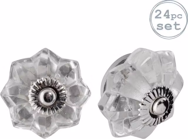 Nicola Spring Polished Transparent Glass Cabinet Knobs with Threaded Stem, Pack of 24 – 2