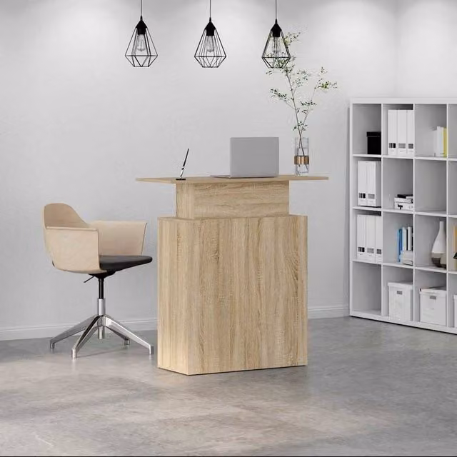 Berkfield Home Sonoma Oak Reception Desk in Beige, W/D/H: 100 x 40 x 104 cm