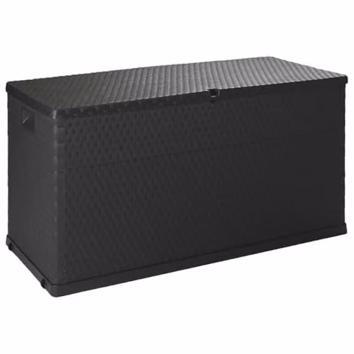 vidaXL Lockable Garden Storage Box in Anthracite PP Rattan for Patio, Terrace or Balcony