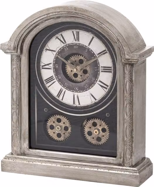 KDMK Vintage Silver Mechanical Analog Tabletop Mantle Clock