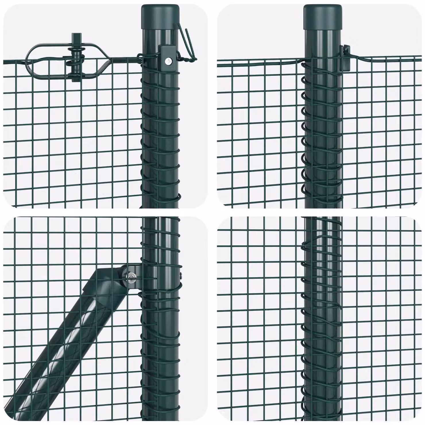 Berkfield Home Green Steel Welded Wire Fence with 13 Posts, 0.4 x 50 m – 4