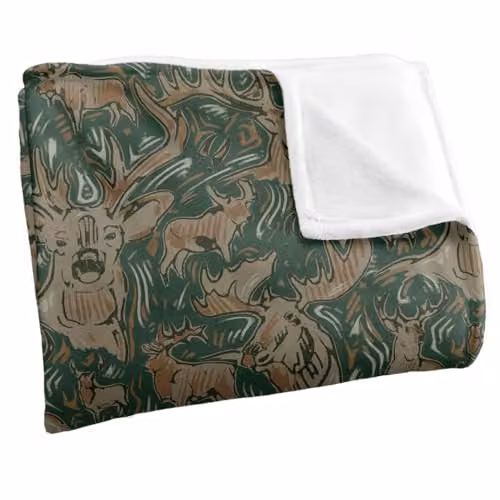 JQ Licensing Big Game Deer Moose Hunting Pattern 2 Super Soft Fleece Throw Blanket, Multicolour, W: 91 cm, D: 147 cm – 2
