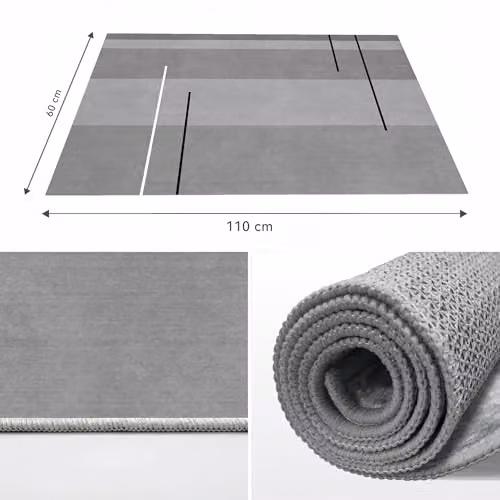 MCC Direct Modern Abstract Rectangular Microfibre Rug in Grey, W/D/H: 60 x 110 x 0.6 cm – 7