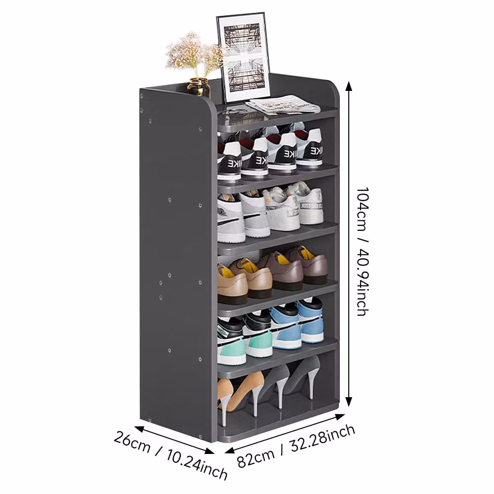 Living and Home 6-Tier Shoe Rack Organiser in Black, Width: 82 cm – 2