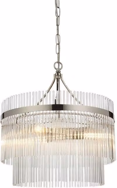 Netlighting Marietta 3 Light Multi Arm Pendant Ceiling Lamp in Silver with Transparent Glass