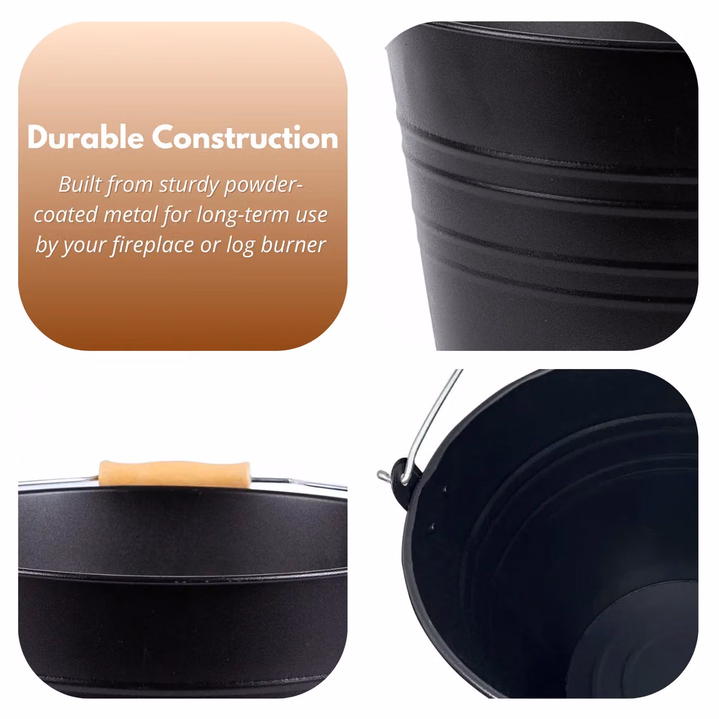 Marco Paul Heavy Duty Fireside Coal Bucket, Black, 12L – 6