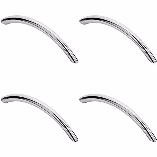 Loops 4 Pack Curved Bow Cabinet Pull Handles in Chrome, Fixing Centres: 96mm